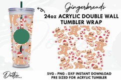 Festive Gingerbread Wrap SVG 24oz Starbucks Acrylic Tumbler Product Image 1