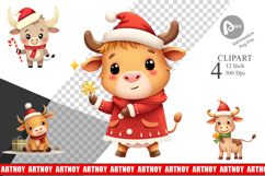 Festive Highland Calf Clipart Product Image 1