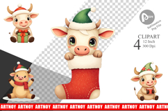 Festive Highland Calf Clipart Product Image 1