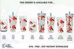 Red Robins No Gap Starbucks 24oz Acrylic Tumbler Cup Wrap Product Image 3