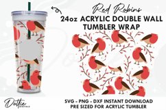 Robin Red Breast Starbucks 24oz Acrylic Tumbler Cup Wrap Product Image 1