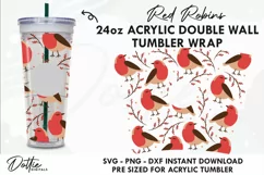 Robin Red Breast Starbucks 24oz Acrylic Tumbler Cup Wrap Product Image 1
