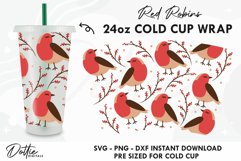 Red Robins Birds No Gap Starbucks Wrap SVG | 24oz Cold Cup Product Image 1