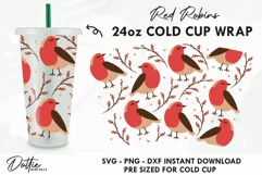 Red Robins Birds No Gap Starbucks Wrap SVG | 24oz Cold Cup Product Image 1