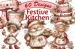 Festive Kitchen Clip Art, Christmas Cookie Illustrations Png Product Image 1