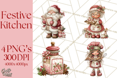 Festive Kitchen Clip Art, Christmas Cookie Illustrations Png Product Image 1