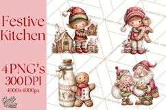 Festive Kitchen Clip Art, Christmas Cookie Illustrations Png Product Image 1
