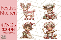 Festive Kitchen Clip Art, Christmas Cookie Illustrations Png Product Image 1