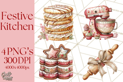 Festive Kitchen Clip Art, Christmas Cookie Illustrations Png Product Image 1