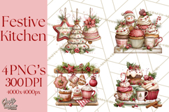 Festive Kitchen Clip Art, Christmas Cookie Illustrations Png Product Image 1