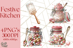 Festive Kitchen Clip Art, Christmas Cookie Illustrations Png Product Image 1