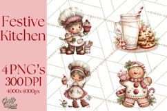 Festive Kitchen Clip Art, Christmas Cookie Illustrations Png Product Image 1