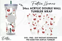 Festive Llamas Starbucks 24oz Acrylic Tumbler Cup SVG File Product Image 1