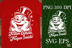 Festive Outside Frozen Snowman Christmas SVG PNG Product Image 1