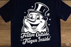 Festive Outside Frozen Snowman Christmas SVG PNG Product Image 3