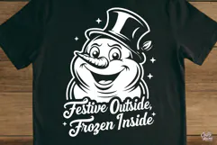 Festive Outside Frozen Snowman Christmas SVG PNG Product Image 4
