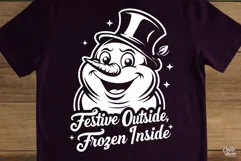 Festive Outside Frozen Snowman Christmas SVG PNG Product Image 5