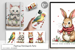 Festive Patchwork Pets Digital Paper Product Image 1