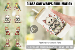 Festive Patchwork Pets Glass Can Product Image 1