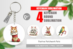 Festive Patchwork Pets Keychain Product Image 1