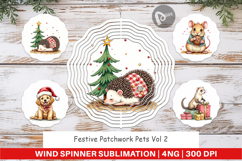 Festive Patchwork Pets Wind Spinner Product Image 1