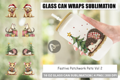 Festive Patchwork Pets Glass Can Product Image 1