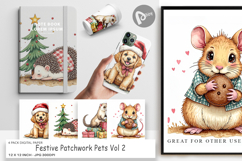 Festive Patchwork Pets Digital Paper Product Image 1