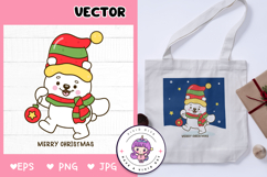 Festive Polar bear holding Christmas ball kawaii animal Product Image 1