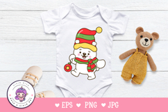 Festive Polar bear holding Christmas ball kawaii animal Product Image 5