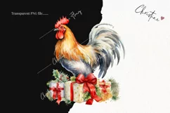 Vintage Festive Rooster Clipart | Christmas Clipart Product Image 2