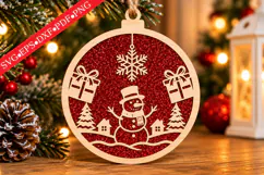 Festive Snowman Red Glitter Ornament SVG Product Image 1