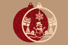 Festive Snowman Red Glitter Ornament SVG Product Image 2