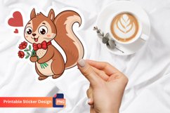 Festive Squirrel In Valentine&#039;s Day Sticker, Animal Sticker Product Image 1