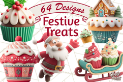 Christmas Cupcakes Clipart, Holiday Cupcake Clip Art Product Image 1