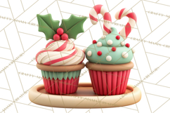 Christmas Cupcakes Clipart, Holiday Cupcake Clip Art Product Image 2