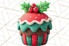 Christmas Cupcakes Clipart, Holiday Cupcake Clip Art Product Image 3