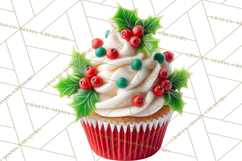 Christmas Cupcake PNG Clipart, Holiday Cupcake Dessert Png Product Image 3