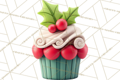 Christmas Cupcakes Clipart, Holiday Cupcake Clip Art Product Image 5