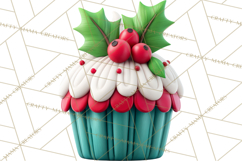Christmas Cupcakes Clipart, Holiday Cupcake Clip Art Product Image 2