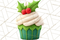 Christmas Cupcakes Clipart, Holiday Cupcake Clip Art Product Image 4