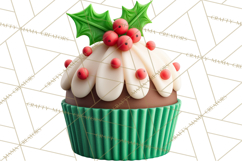 Christmas Cupcakes Clipart, Holiday Cupcake Clip Art Product Image 5