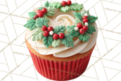 Christmas Cupcake PNG Clipart, Holiday Cupcake Dessert Png Product Image 4