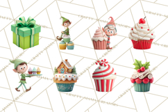 Christmas Cupcakes Clipart, Holiday Cupcake Clip Art Product Image 2