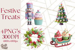 Christmas Cupcakes Clipart, Holiday Cupcake Clip Art Product Image 1