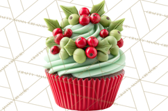 Christmas Cupcake PNG Clipart, Holiday Cupcake Dessert Png Product Image 5