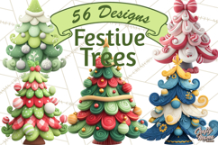 Textured Clay Christmas Tree Clipart PNG, Holiday Clipart Product Image 1