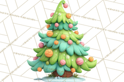 Textured Clay Christmas Tree Clipart PNG, Holiday Clipart Product Image 5