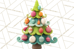 Textured Clay Christmas Tree Clipart PNG, Holiday Clipart Product Image 5