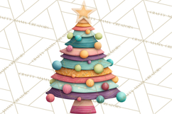 Textured Clay Christmas Tree Clipart PNG, Holiday Clipart Product Image 3