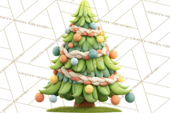 Textured Clay Christmas Tree Clipart PNG, Holiday Clipart Product Image 5